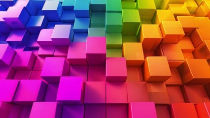Poster - A vivid gradient of colorful three-dimensional blocks arranged in a pattern.