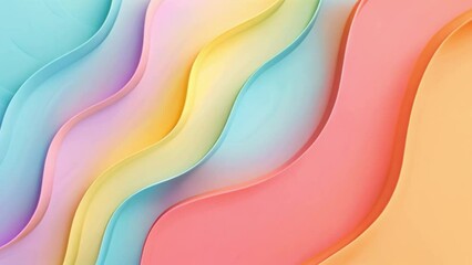 Poster - Soft, flowing waves in shades of blue, yellow, and pink create a calming pastel pattern.