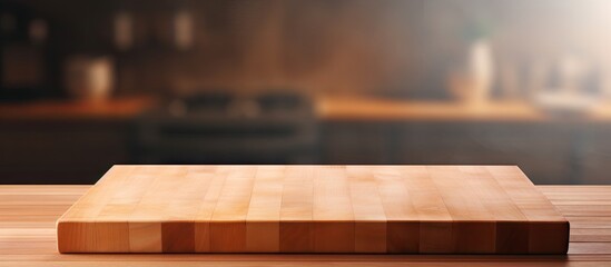 A wooden cutting board with plenty of space for chopping and slicing ready for use in the kitchen copy space image