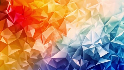 Poster - A seamless transition from warm orange to cool blue tones on a triangular textured background.