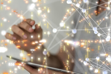 neural network 3d illustration. big data and cybersecurity