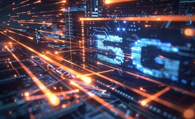 Poster - Advanced glowing 5G network concept with circuit board graphics