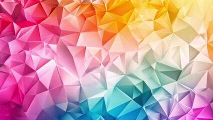 Poster - A collage of brightly colored triangular facets transitions from pink to blue across the spectrum.