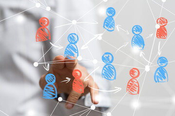Aufkleber - Global network. Blockchain. 3D illustration. Neural networks and artificial intelligence. Abstract