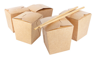 Wall Mural - Wok paper boxes with chopsticks, cut out