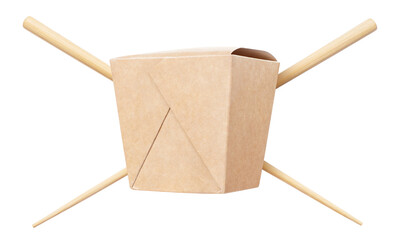 Wall Mural - Wok paper box with chopsticks, cut out