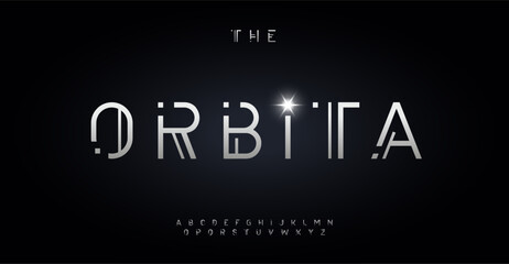 Leinwandbilder - Cyber geometric alphabet, cutting-edge letters, sleek futuristic font for engaging modern logo, striking identity headline, innovative visual typography, creative tech typeset. Vector typeset.