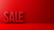 A red background with a prominent sale sign displayed on it, indicating a discount or special offer