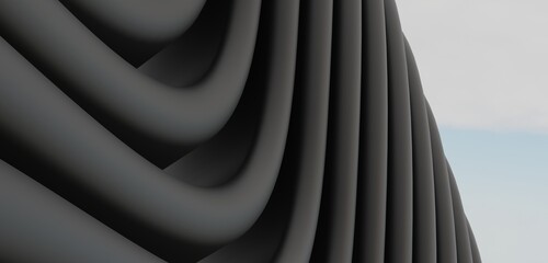 Wall Mural - Abstract background flowing curves black