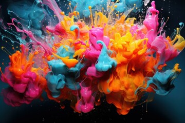 Poster - Spontaneous Splash paint. Art ink liquid. Generate Ai