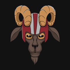 Nervous Goat Wearing Anti-Impact Helmet Vector Illustration