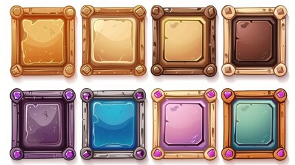 Poster - isolated design of gui elements using textured gold metal borders, isolated modern illustration of s