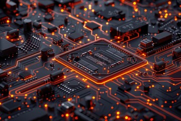 Poster - Detailed view of an electronic circuit board, suitable for technology concepts