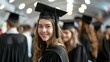 © Sergey - A young female graduate smiling confidently at a graduation ceremony.