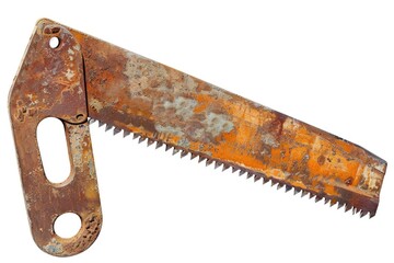 Poster - An old rusty saw isolated on a white background. Perfect for construction and DIY projects