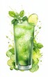 refreshing green cocktail with a splash of lime and mint