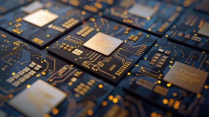 Poster - Close up of various electronic components, perfect for technology concepts