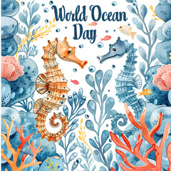 Naklejka na meble Designing the Depths, Creating a Masterpiece Vector Art and Illustration for World Ocean Day
