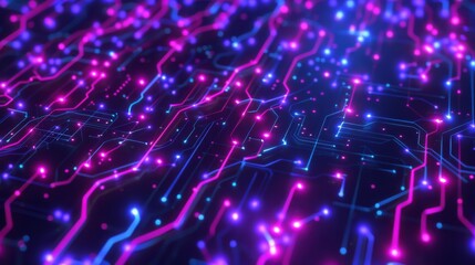 Poster - Abstract glowing circuit board with futuristic technology concept