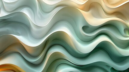 Wall Mural -  A wave of white, orange, and green color with a yellow center at its center