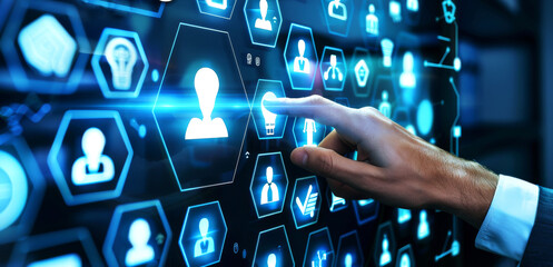 Poster - Modern technology interface showing connectivity with digital icons