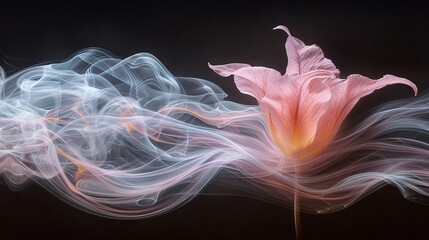 Poster -   A zoomed-in photo of a flower against a dark backdrop with a fuzzy image of the same flower in the foreground