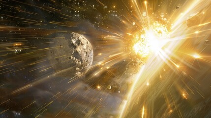 Wall Mural - a massive asteroid hurtles through space towards our beloved planet earth raising concerns for poten