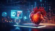 © Ирина Рычко - heart on neon technology background.