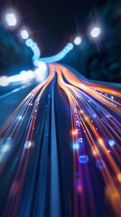 Poster - Long exposure of colorful light trails in a tunnel