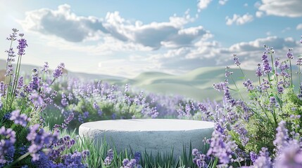 Poster - 3D podium product display with nature. Podium in nature. Background for product presentation. 