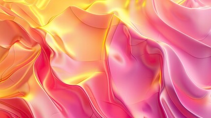Wall Mural - Abstract pink and yellow gradient waves background