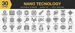 © spacepixel - Set of 30 Nano Tecnologhy icon set. Editable Stroke Icon Collection. Includes quantum dot, bacterial, layer, syringe, education, ferofluid and More. Outline icons vector collection.