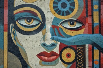 Canvas Print - Detailed painting of a woman's face, suitable for art projects