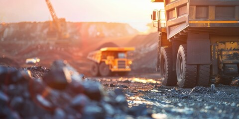 Large yellow haul truck at a mining site