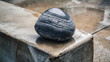 Polished natural stone and man made concrete rock contrasting still life art.