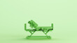 Green hospital bed modern adjustable nursing recovery ward mint background 3d illustration render digital rendering