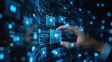 Poster - A person interacting with a digital interface, suitable for technology concepts