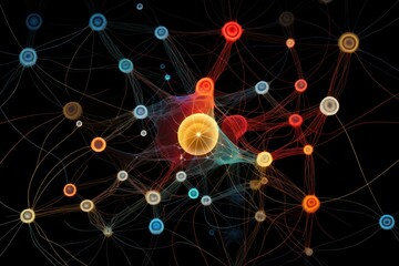 Poster - Sophisticated Structure neural molecule network. Biology neuron. Generate Ai
