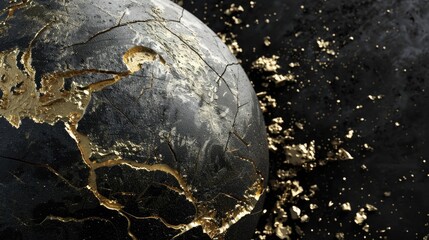 Wall Mural - a captivating 3d rendering of abstract art showcases elements of a damaged spherical earth moon or a