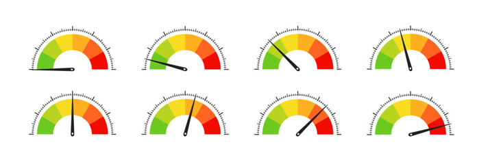 Colorful Speedometer Set: Measurement Gauges for Apps and Websites