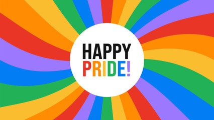 Wall Mural - Rainbow Background with Colorful Happy Pride Typography. Pride Background with LGBTQ Colors. Vector Illustration for Pride Month Banner