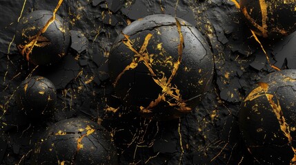 Wall Mural - a dynamic 3d rendering of abstract art features fragmented 3d spheres resembling earth the moon or a