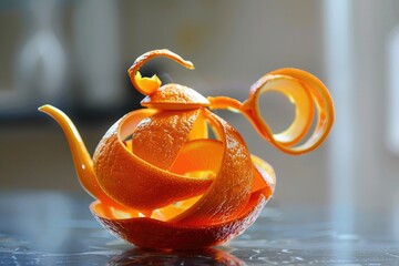 Poster - Fresh orange fruit on a wooden table, suitable for food and healthy lifestyle concepts