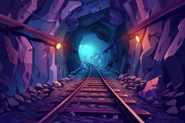 Poster - A train moving through a tunnel. Suitable for transportation concepts