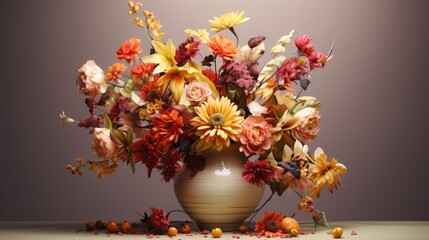 Wall Mural - amazing autumn flowers in glass vase