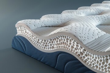 Poster - A close up view of a mattress on a table. Ideal for illustrating furniture concepts