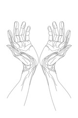 Poster - A drawing of a pair of hands holding something. Perfect for illustrating concepts of support or teamwork
