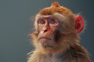 Aufkleber - A close up of a monkey's face with a blurry background. Suitable for nature and wildlife themes