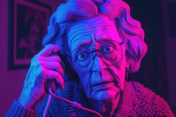 Aufkleber - A woman with glasses talking on a cell phone. Ideal for business and technology concepts