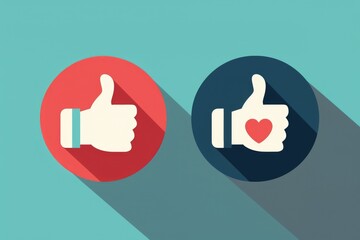 Poster - Two thumbs up and a heart symbol in the middle. Suitable for expressing love and appreciation